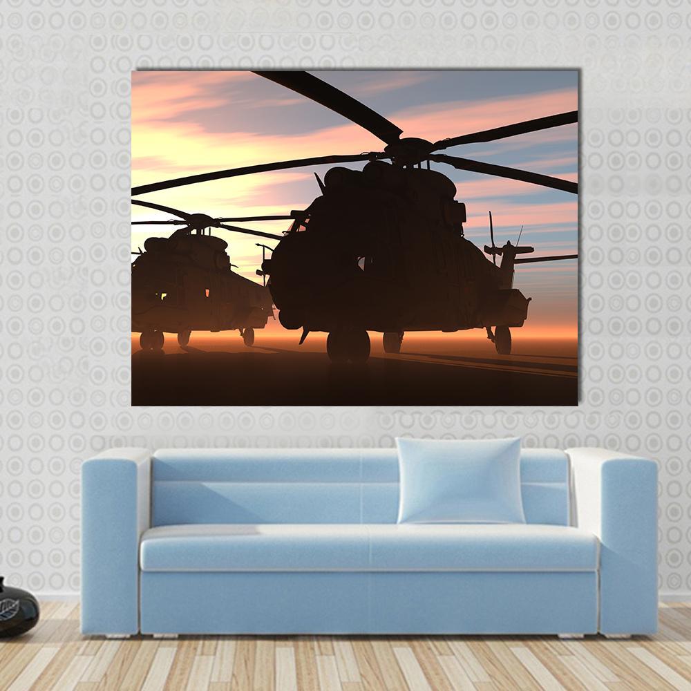 Military Helicopters Canvas Wall Art-1 Piece-Gallery Wrap-48" x 32"-Tiaracle