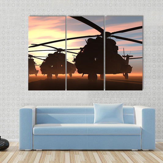 Military Helicopters Canvas Wall Art-3 Horizontal-Gallery Wrap-37" x 24"-Tiaracle