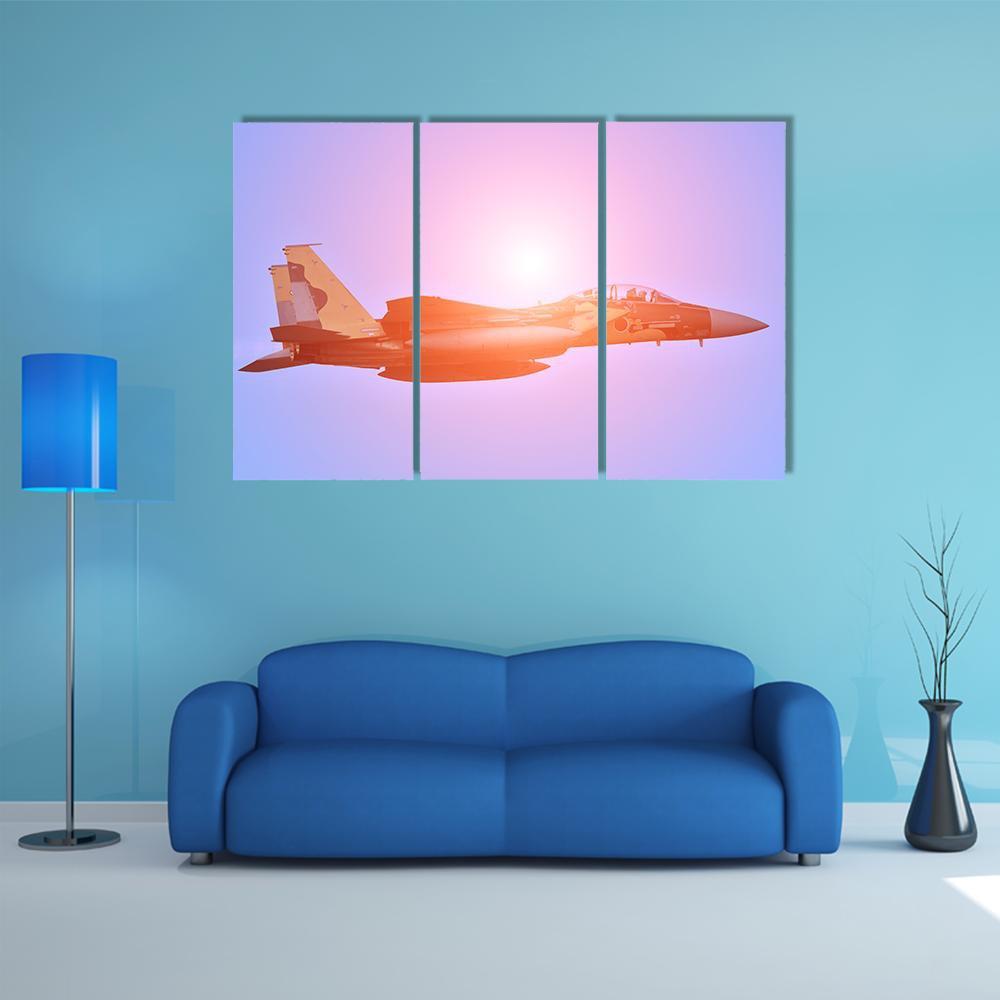 Military Jet Fighter Canvas Wall Art-3 Horizontal-Gallery Wrap-37" x 24"-Tiaracle