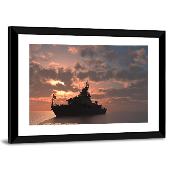 Military Ship In Sea Canvas Wall Art-3 Horizontal-Gallery Wrap-25" x 16"-Tiaracle