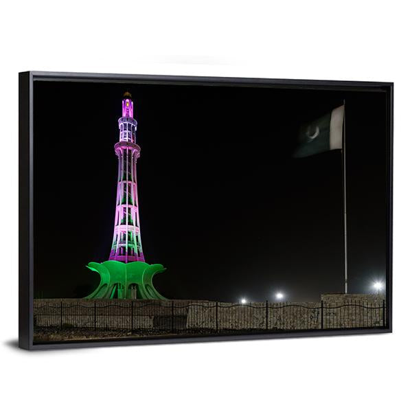 Minar-E-Pakistan At Night Canvas Wall Art-3 Horizontal-Gallery Wrap-25" x 16"-Tiaracle