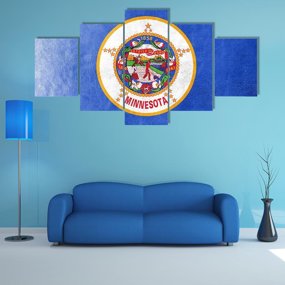 Minnesota Flag Canvas Wall Art-5 Star-Gallery Wrap-62" x 32"-Tiaracle