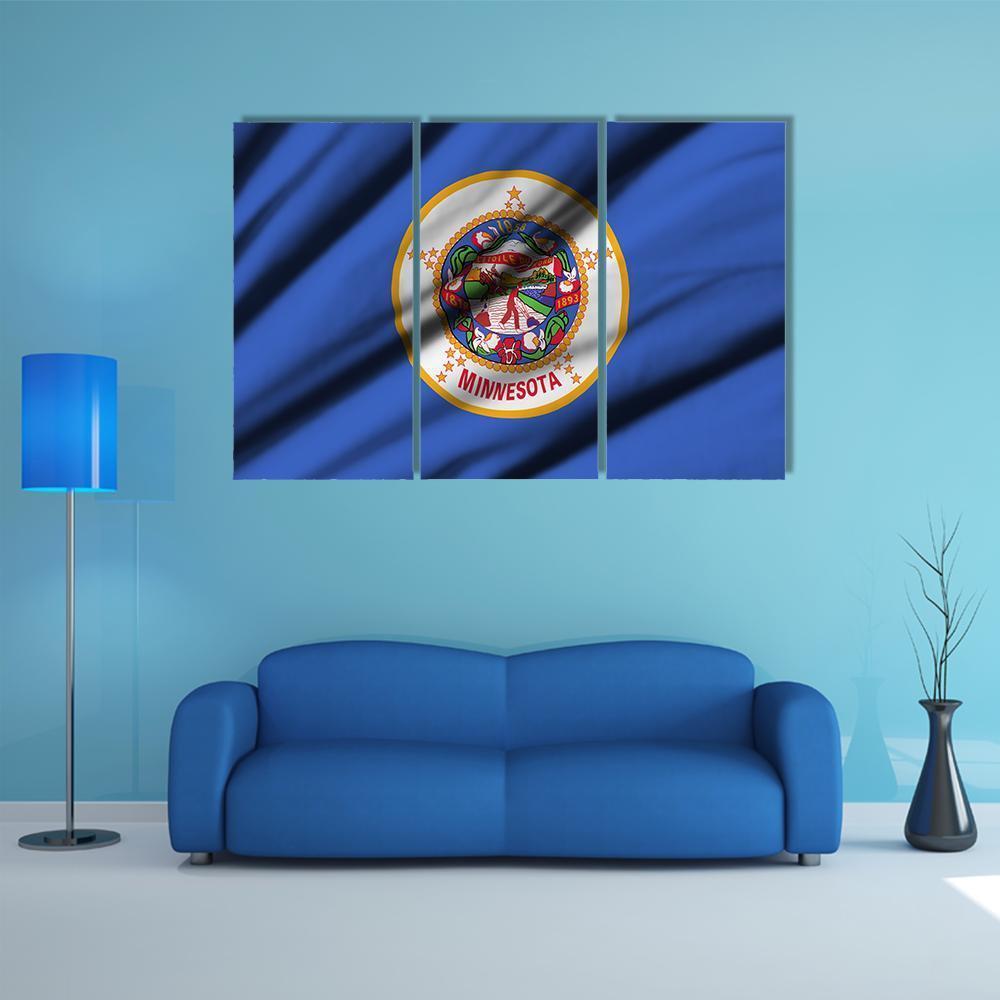 Minnesota Waving Flag Canvas Wall Art-3 Horizontal-Gallery Wrap-37" x 24"-Tiaracle