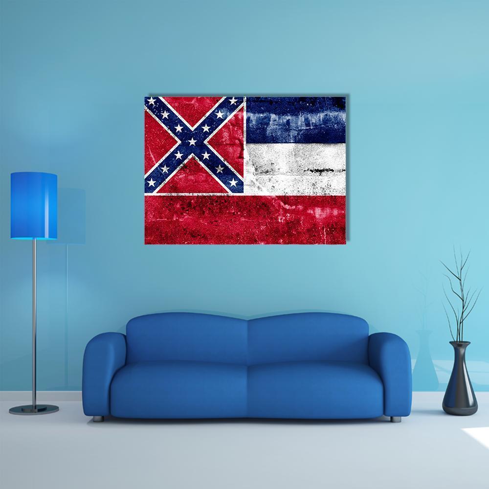 Mississippi Flag Canvas Wall Art-1 Piece-Gallery Wrap-48" x 32"-Tiaracle