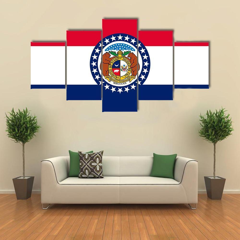 Missouri Flag Canvas Wall Art-5 Star-Gallery Wrap-62" x 32"-Tiaracle