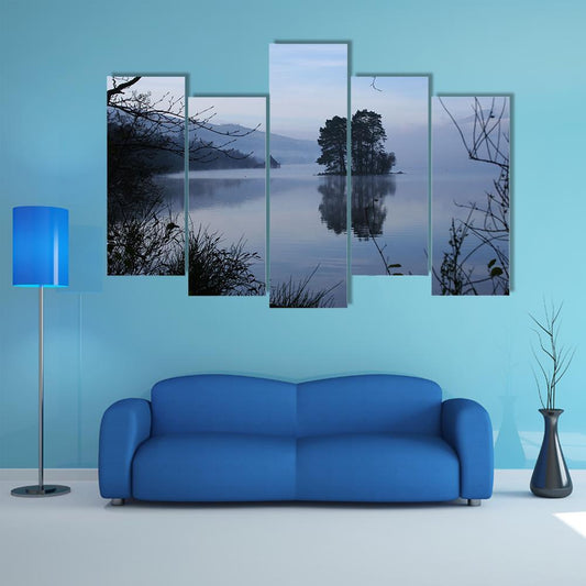Mist On Loch Tay Canvas Wall Art-5 Pop-Gallery Wrap-47" x 32"-Tiaracle