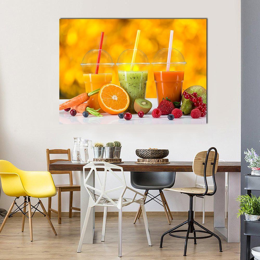 Fresh Juice Mix Fruit Canvas Wall Art-1 Piece-Gallery Wrap-48" x 32"-Tiaracle