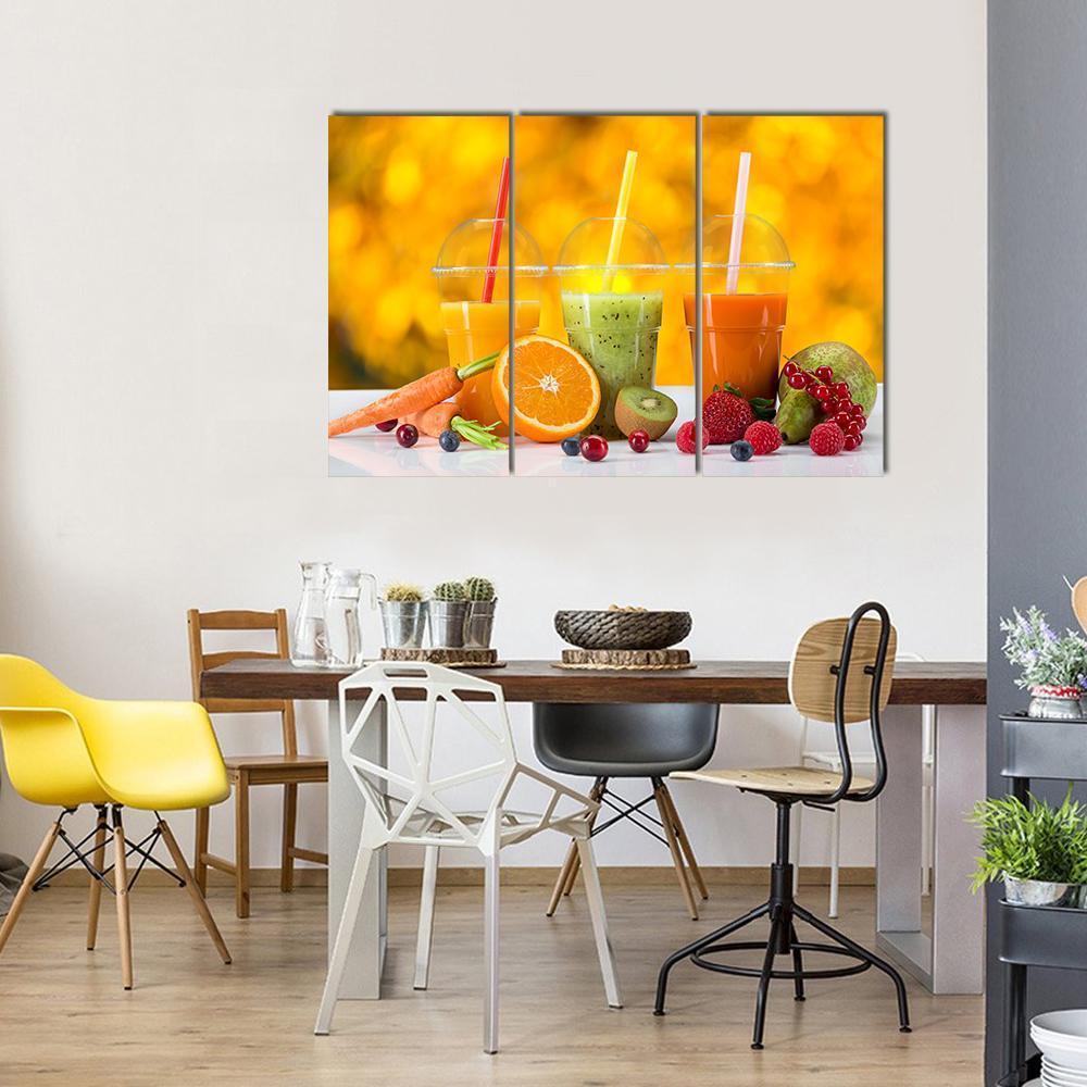 Fresh Juice Mix Fruit Canvas Wall Art-3 Horizontal-Gallery Wrap-37" x 24"-Tiaracle