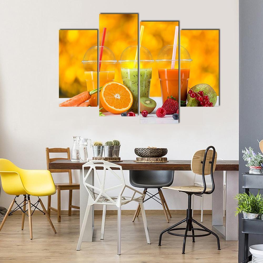 Fresh Juice Mix Fruit Canvas Wall Art-4 Pop-Gallery Wrap-50" x 32"-Tiaracle