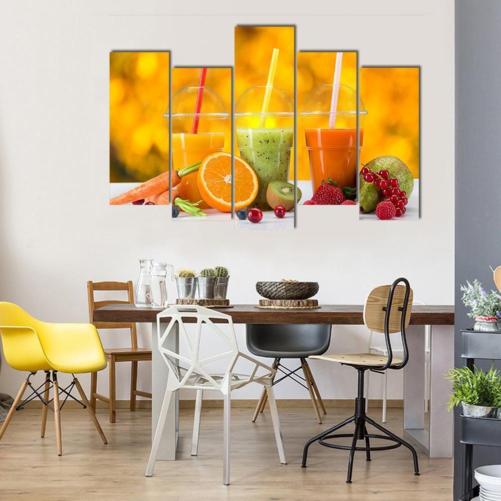 Fresh Juice Mix Fruit Canvas Wall Art-5 Pop-Gallery Wrap-47" x 32"-Tiaracle