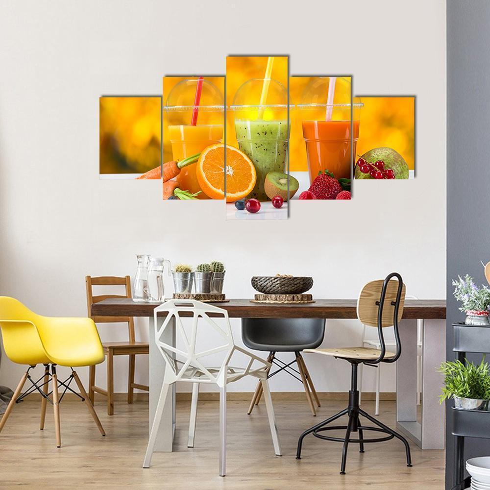 Fresh Juice Mix Fruit Canvas Wall Art-5 Star-Gallery Wrap-62" x 32"-Tiaracle