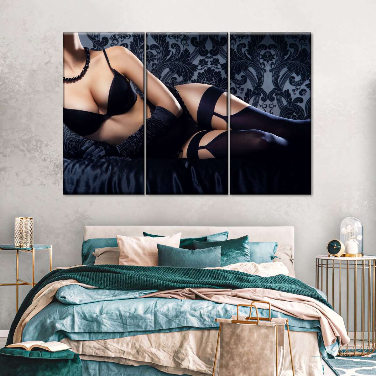 سیاہ دیوار آرٹ میں سیکسی عورت