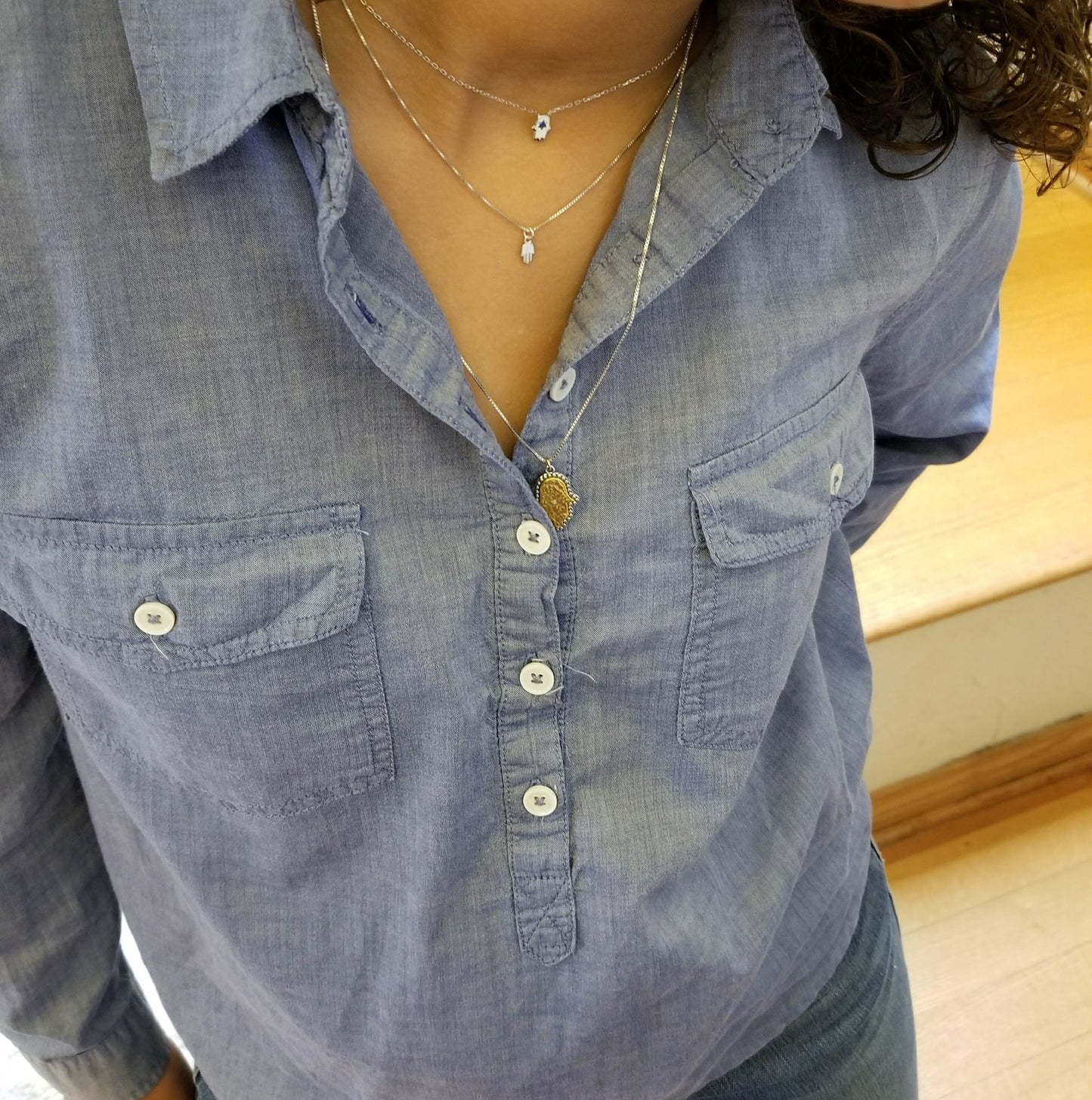 Mini Hamsa Lucky Silver Necklace