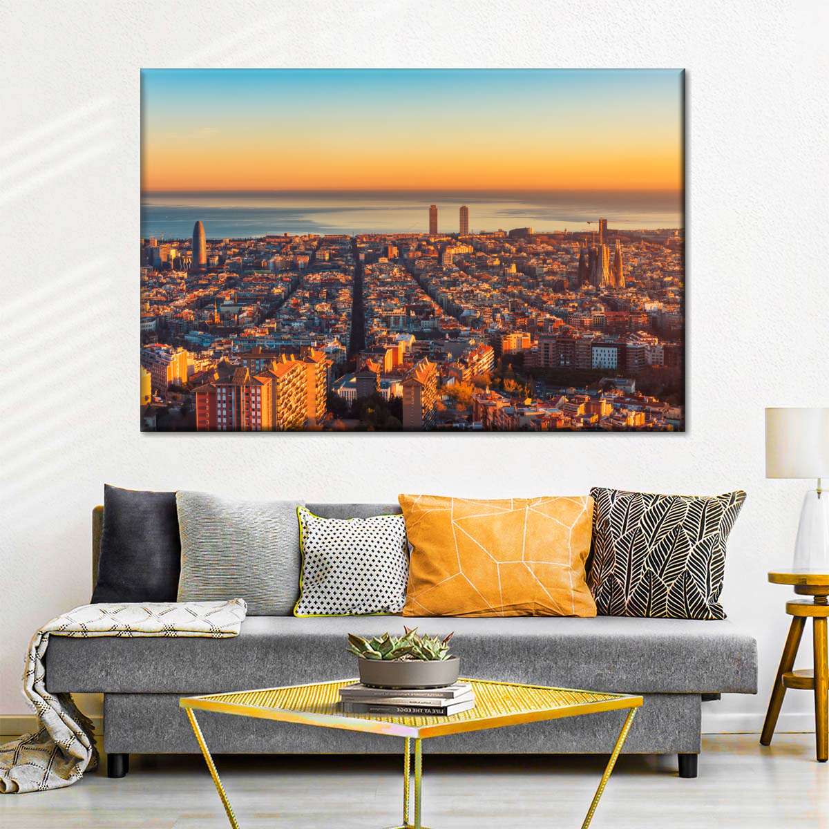 Barcelona Sunset Horizon Wandkunst