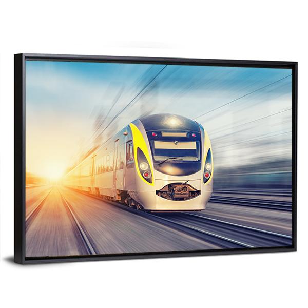 Modern High Speed Train Canvas Wall Art-3 Horizontal-Gallery Wrap-25" x 16"-Tiaracle