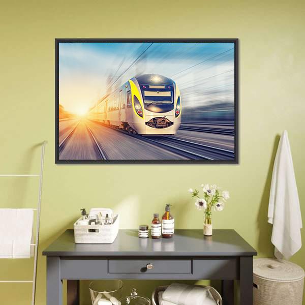 Modern High Speed Train Canvas Wall Art-1 Piece-Floating Frame-24" x 16"-Tiaracle