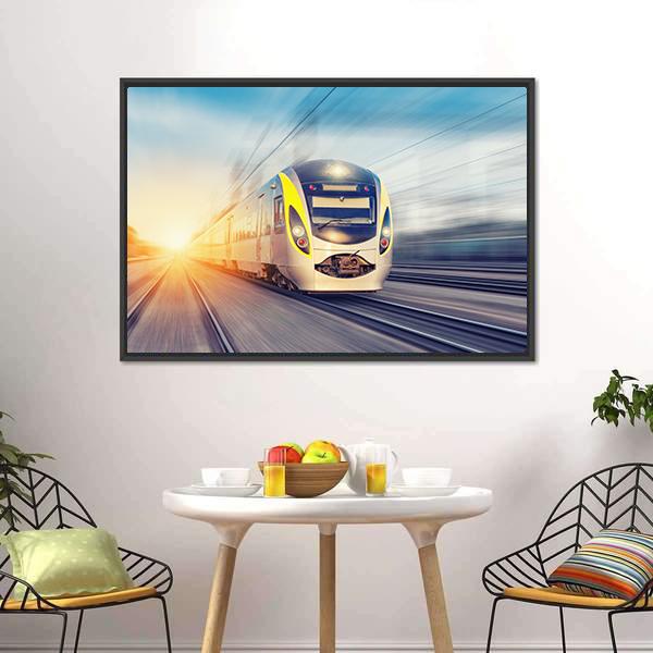 Modern High Speed Train Canvas Wall Art-3 Horizontal-Gallery Wrap-25" x 16"-Tiaracle