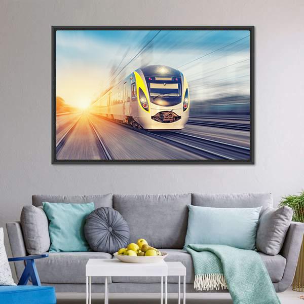 Modern High Speed Train Canvas Wall Art-3 Horizontal-Gallery Wrap-25" x 16"-Tiaracle