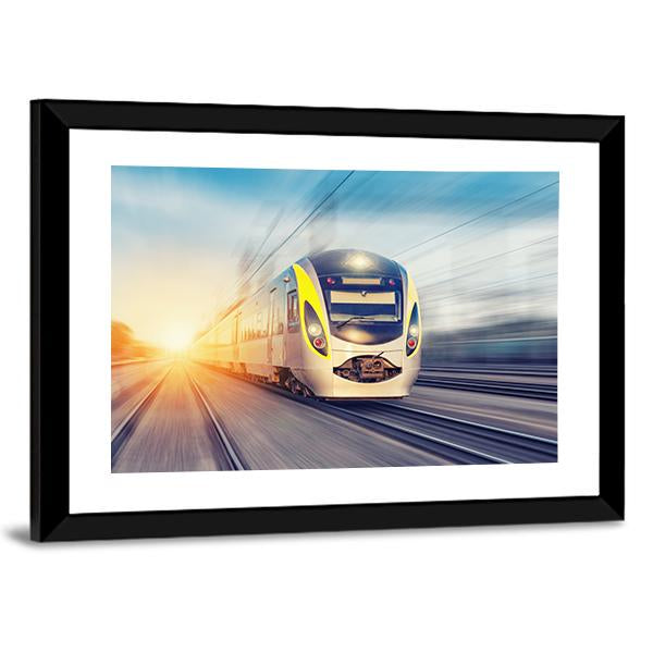 Modern High Speed Train Canvas Wall Art-3 Horizontal-Gallery Wrap-25" x 16"-Tiaracle