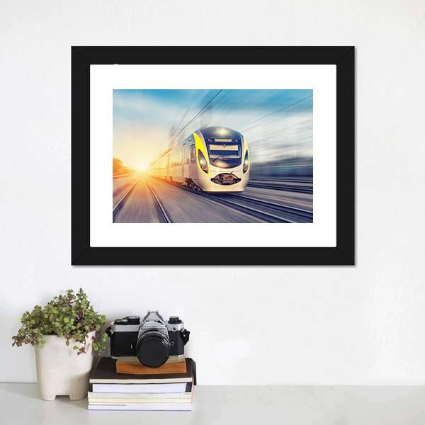 Modern High Speed Train Canvas Wall Art-1 Piece-Framed Print-20" x 16"-Tiaracle