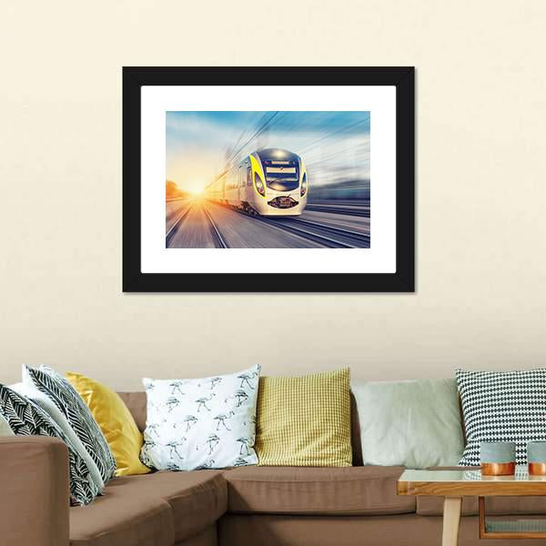 Modern High Speed Train Canvas Wall Art-3 Horizontal-Gallery Wrap-25" x 16"-Tiaracle