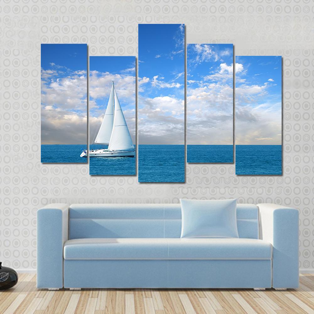 Modern Sail Boat Canvas Wall Art-5 Pop-Gallery Wrap-47" x 32"-Tiaracle