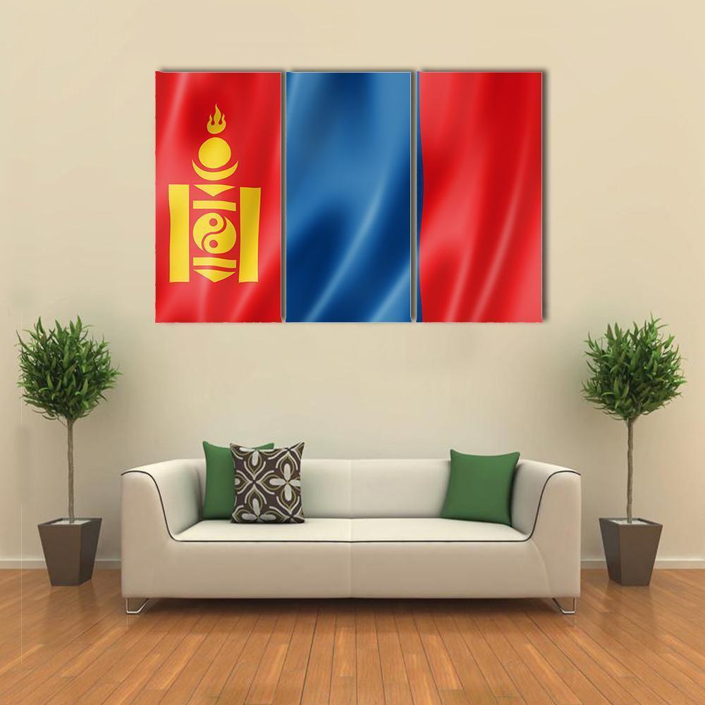 Mongolia Flag Canvas Wall Art-3 Horizontal-Gallery Wrap-37" x 24"-Tiaracle