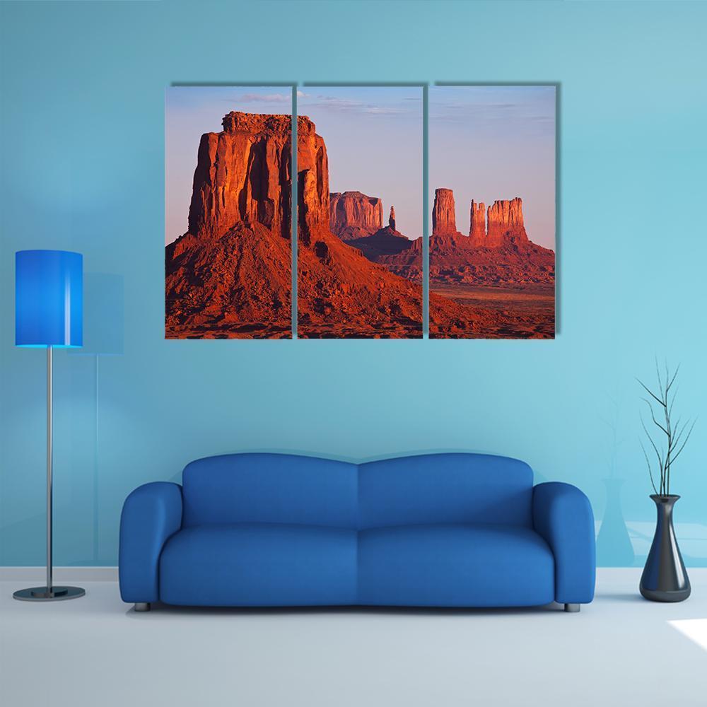 Monument Valley In Utah Canvas Wall Art-3 Horizontal-Gallery Wrap-37" x 24"-Tiaracle