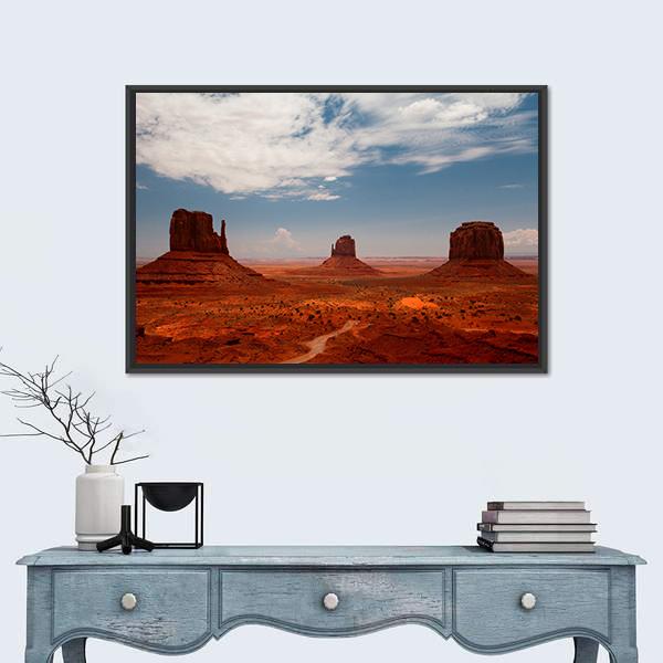 Monument Valley Utah Canvas Wall Art-1 Piece-Floating Frame-24" x 16"-Tiaracle