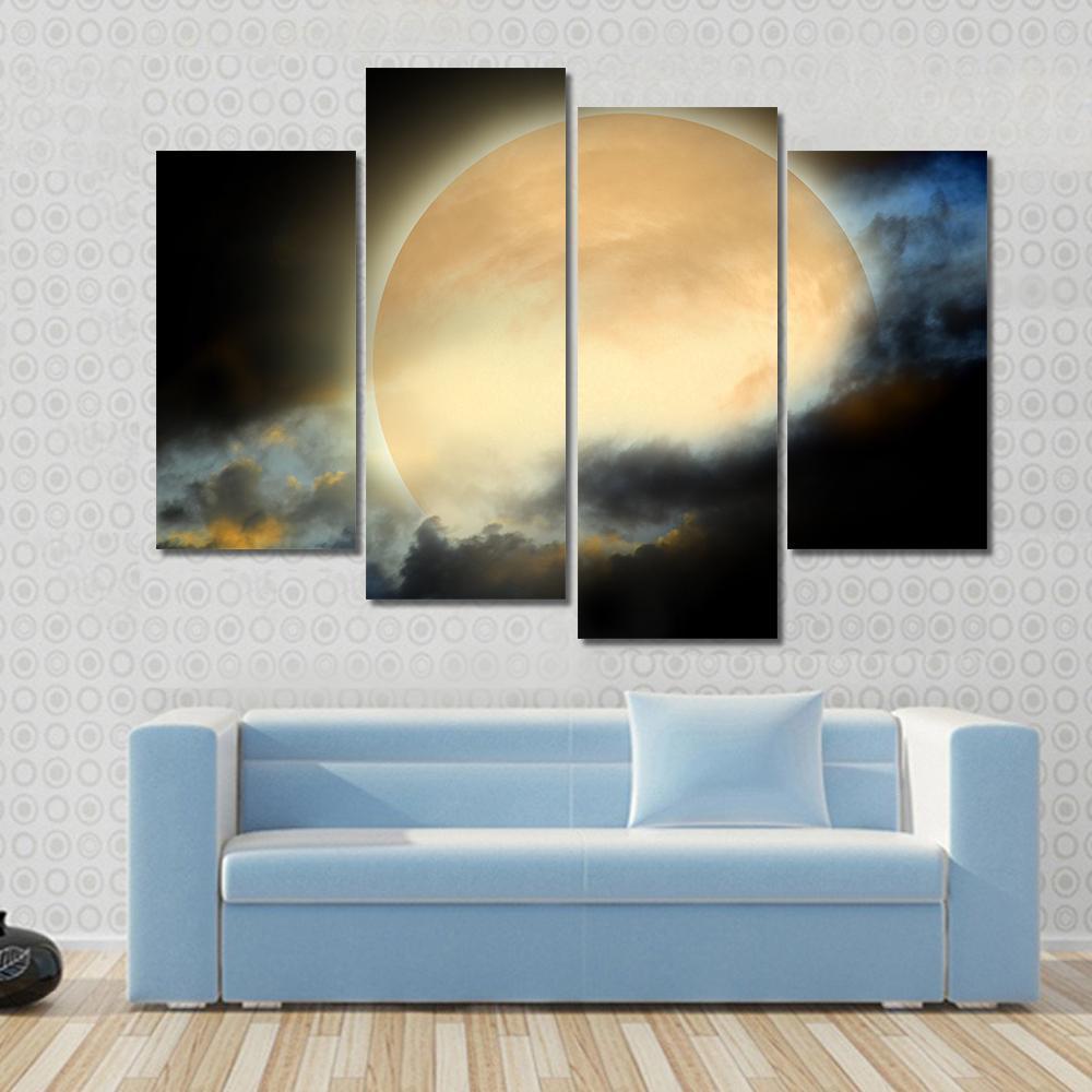 Moon At Night Canvas Wall Art-4 Pop-Gallery Wrap-50" x 32"-Tiaracle