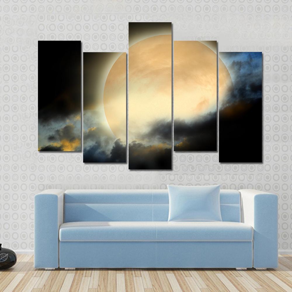 Moon At Night Canvas Wall Art-5 Pop-Gallery Wrap-47" x 32"-Tiaracle