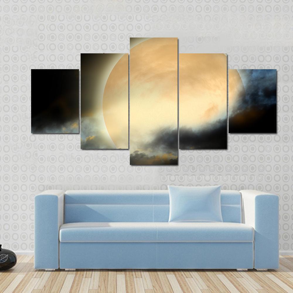 Moon At Night Canvas Wall Art-5 Star-Gallery Wrap-62" x 32"-Tiaracle