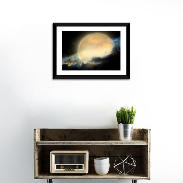 Moon At Night Canvas Wall Art-1 Piece-Framed Print-20" x 16"-Tiaracle