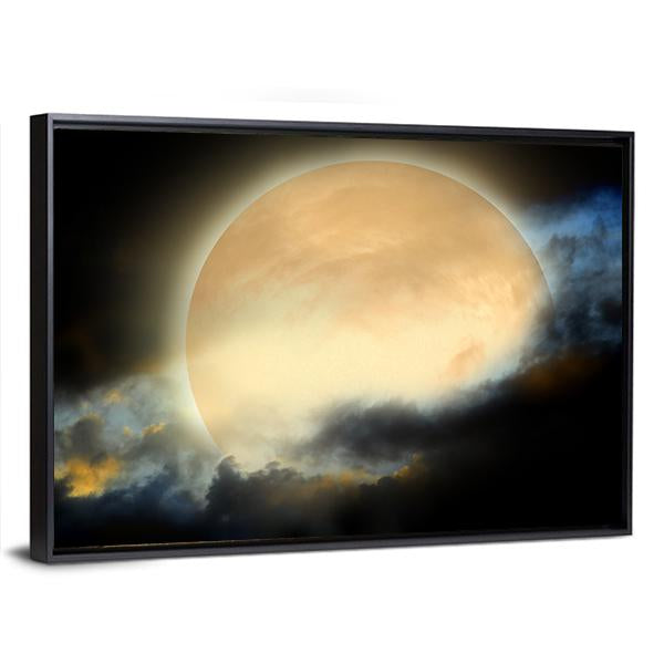 Moon At Night Canvas Wall Art-3 Horizontal-Gallery Wrap-25" x 16"-Tiaracle