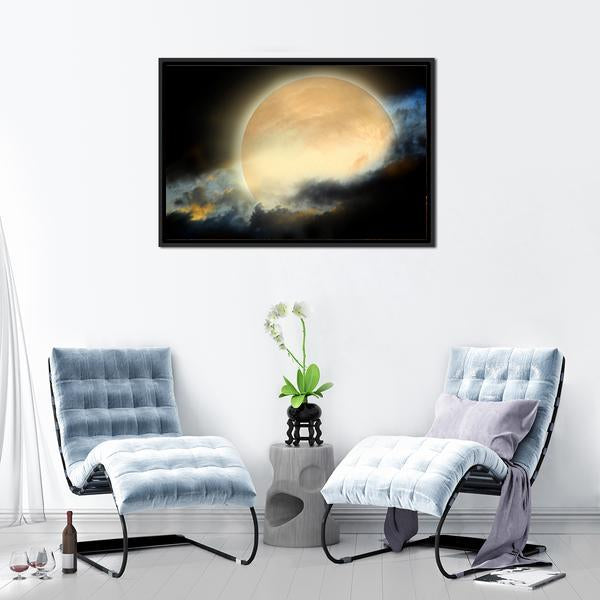 Moon At Night Canvas Wall Art-3 Horizontal-Gallery Wrap-25" x 16"-Tiaracle