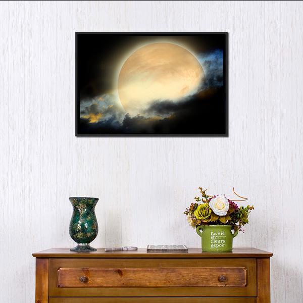 Moon At Night Canvas Wall Art-1 Piece-Floating Frame-24" x 16"-Tiaracle