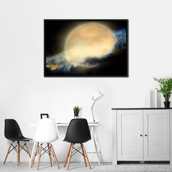 Moon At Night Canvas Wall Art-3 Horizontal-Gallery Wrap-25" x 16"-Tiaracle