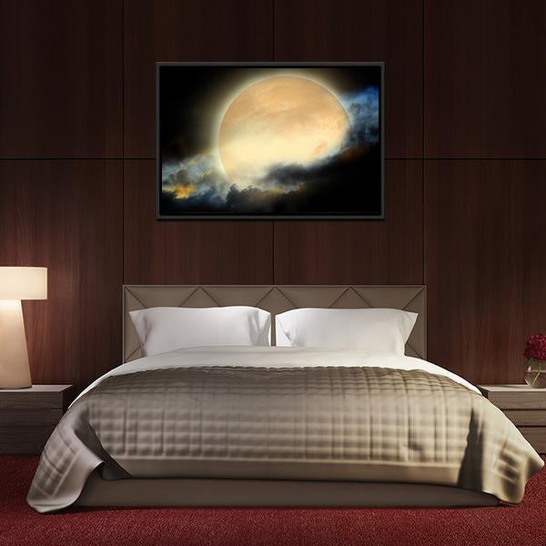 Moon At Night Canvas Wall Art-3 Horizontal-Gallery Wrap-25" x 16"-Tiaracle