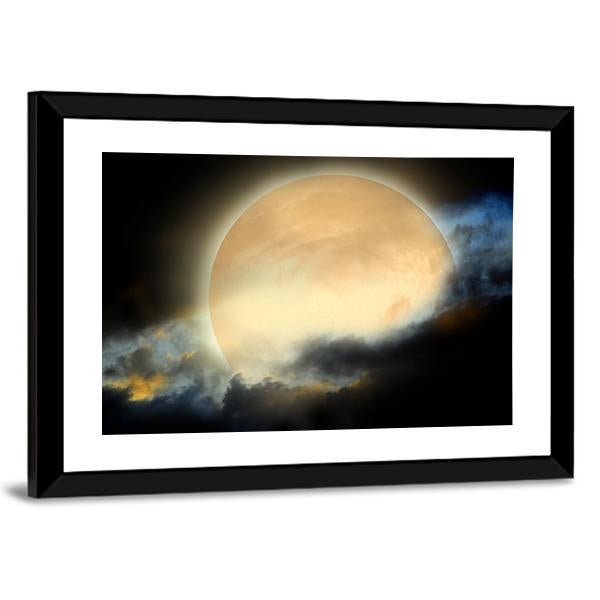 Moon At Night Canvas Wall Art-3 Horizontal-Gallery Wrap-25" x 16"-Tiaracle