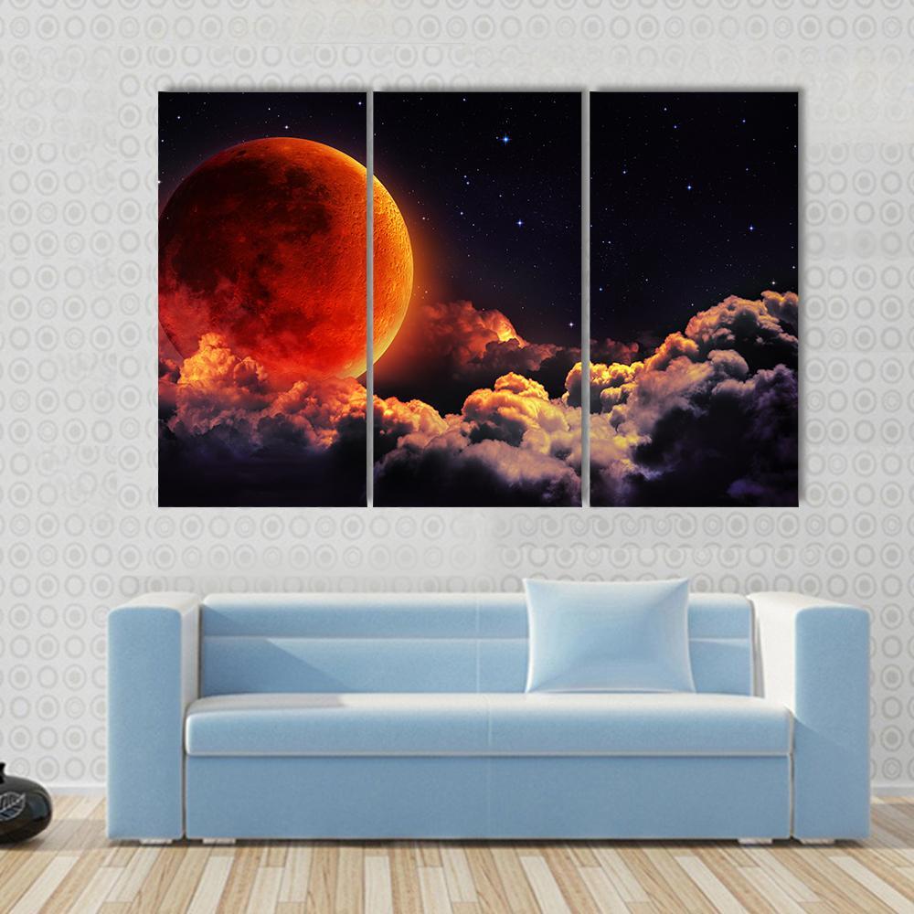 Red Planet With Clouds Canvas Wall Art-3 Horizontal-Gallery Wrap-37" x 24"-Tiaracle