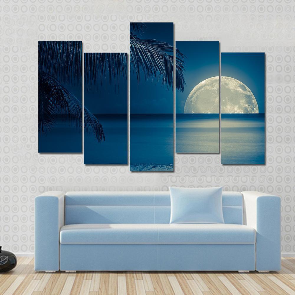 Moon Reflected On Water Canvas Wall Art-5 Pop-Gallery Wrap-47" x 32"-Tiaracle