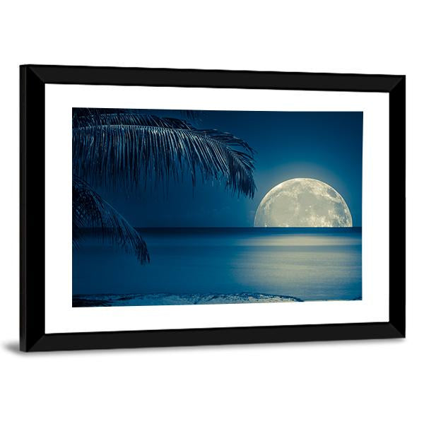 Moon Reflected On Water Canvas Wall Art-3 Horizontal-Gallery Wrap-25" x 16"-Tiaracle