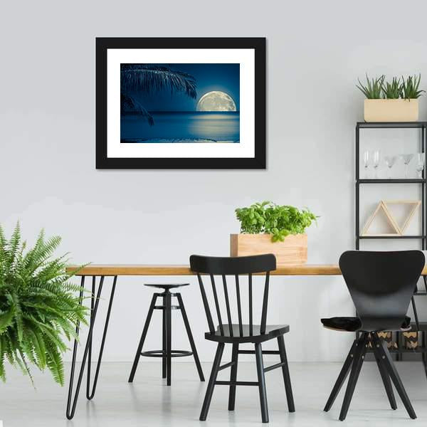 Moon Reflected On Water Canvas Wall Art-3 Horizontal-Gallery Wrap-25" x 16"-Tiaracle