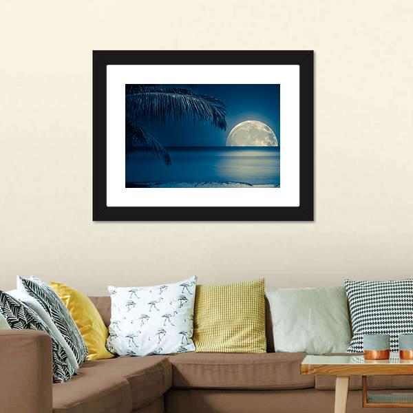 Moon Reflected On Water Canvas Wall Art-3 Horizontal-Gallery Wrap-25" x 16"-Tiaracle