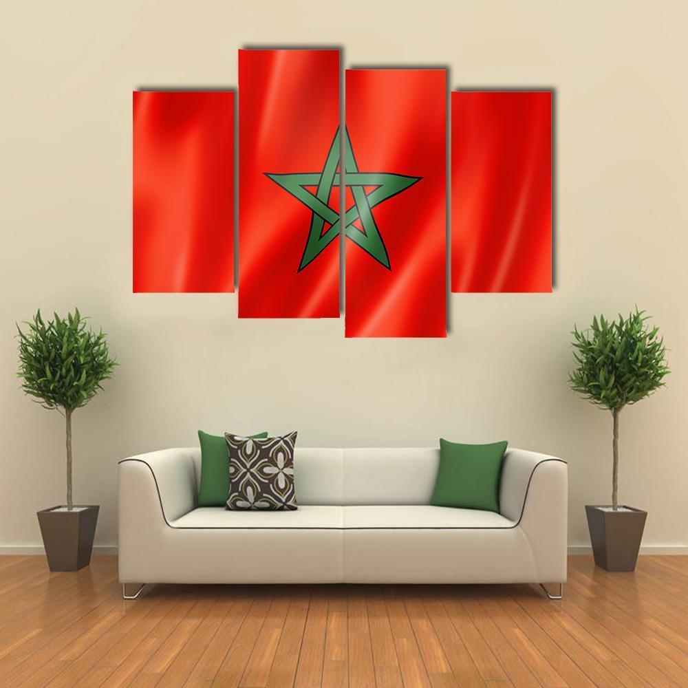 Morocco Flag Canvas Wall Art-4 Pop-Gallery Wrap-50" x 32"-Tiaracle