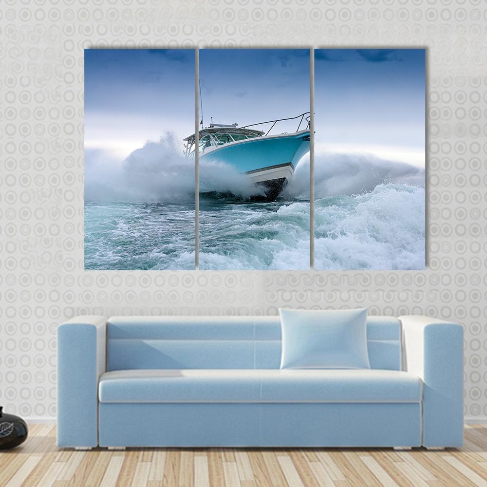 Motor Boat Jump Canvas Wall Art-3 Horizontal-Gallery Wrap-37" x 24"-Tiaracle