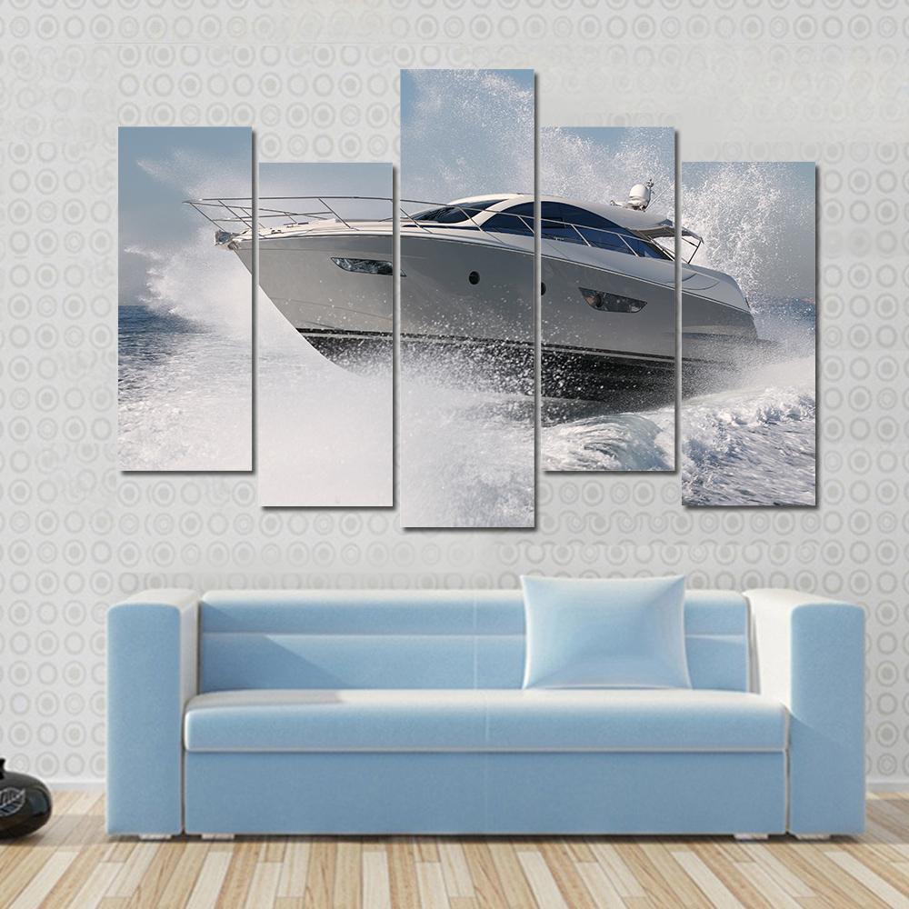 Yacht Jump Canvas Wall Art-5 Pop-Gallery Wrap-47" x 32"-Tiaracle