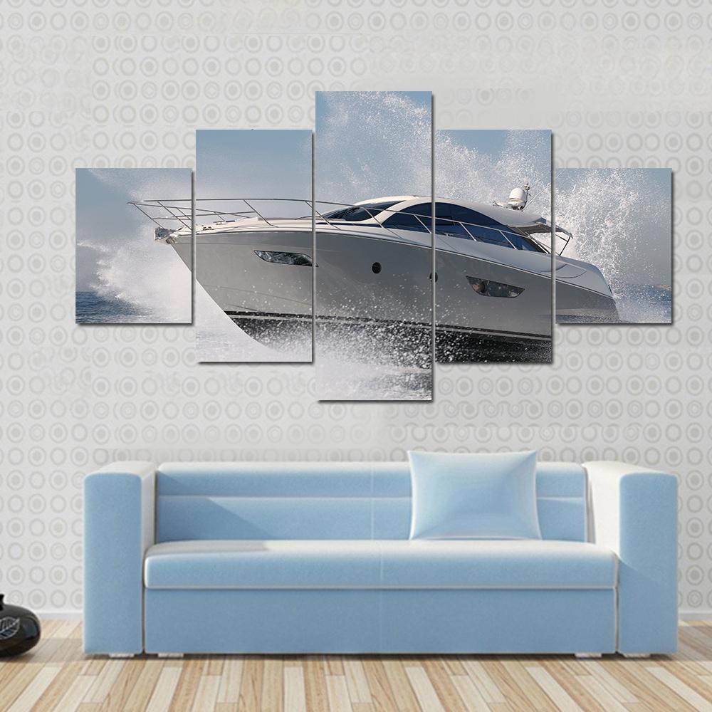 Yacht Jump Canvas Wall Art-5 Star-Gallery Wrap-62" x 32"-Tiaracle