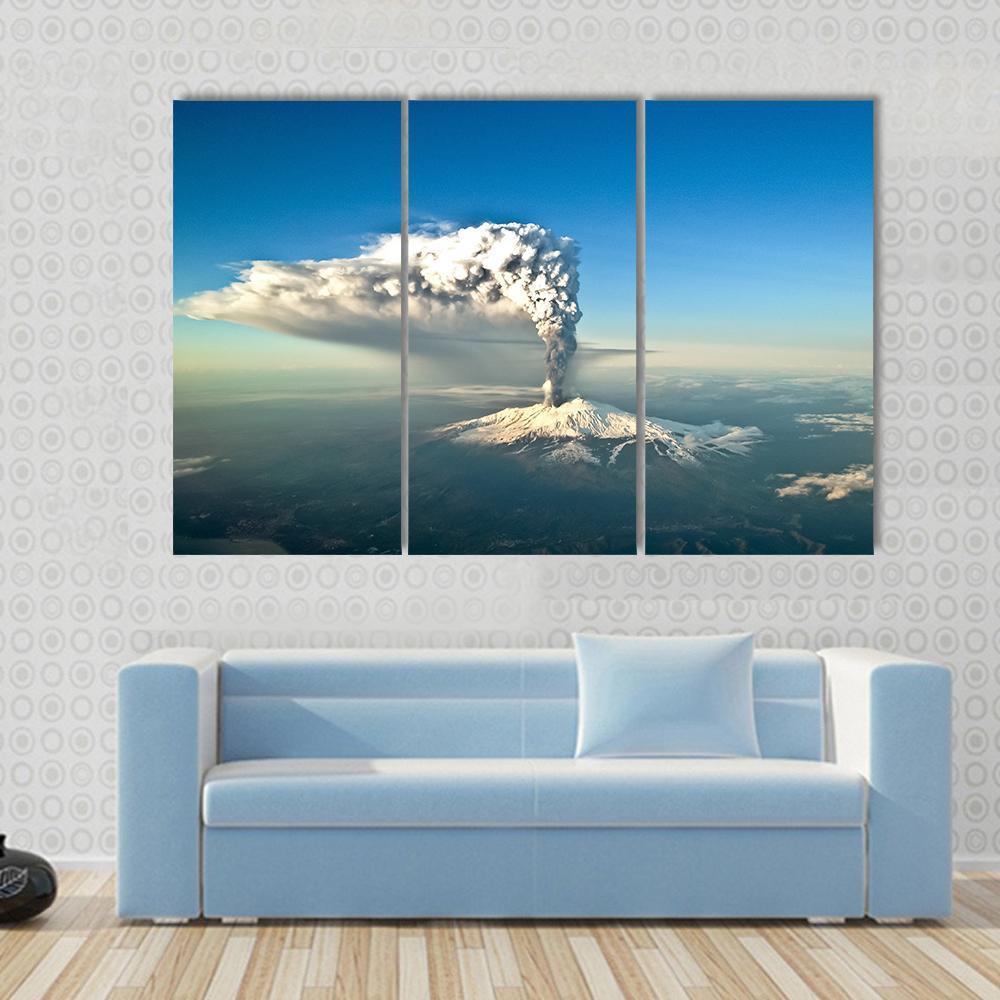 Mount Etna Eruption Canvas Wall Art-3 Horizontal-Gallery Wrap-37" x 24"-Tiaracle