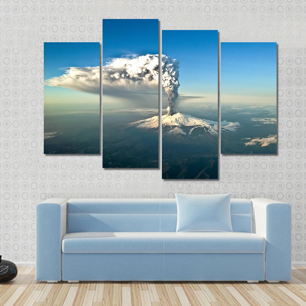 Mount Etna Eruption Canvas Wall Art-4 Pop-Gallery Wrap-50" x 32"-Tiaracle